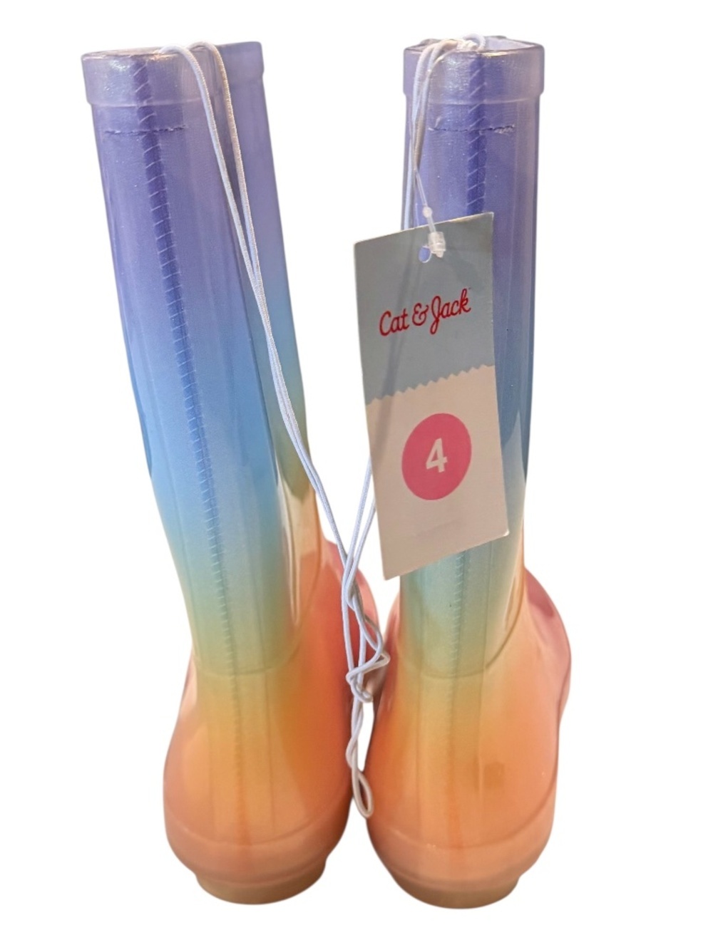 Cat & Jack Rainbow Rain Boots Girls Size 4 Waterproof NWT Ombre - Picture 3 of 3